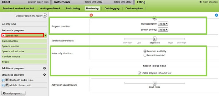 Access to Speech in Loud Noise settings in Target software