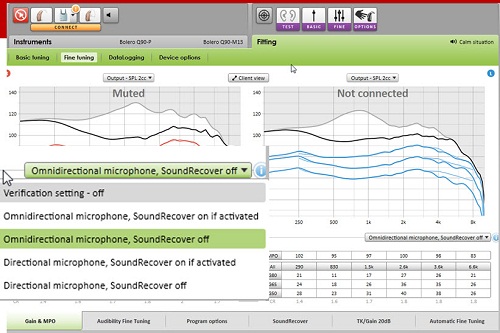 Verification Settings in the Target software, where SoundRecover can be turned on or off for test box verification purposes