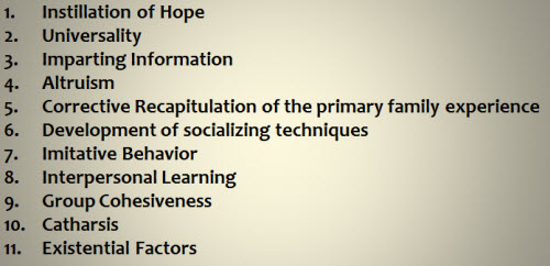 Dr. Yalom&rsquo;s 11 therapeutic factors