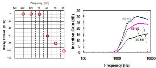 Comparison of NAL-NL2 to NAL-NL1 prescriptions for a ski-slope hearing loss