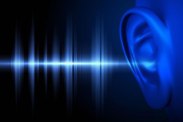 graphic of human ear and soundwaves