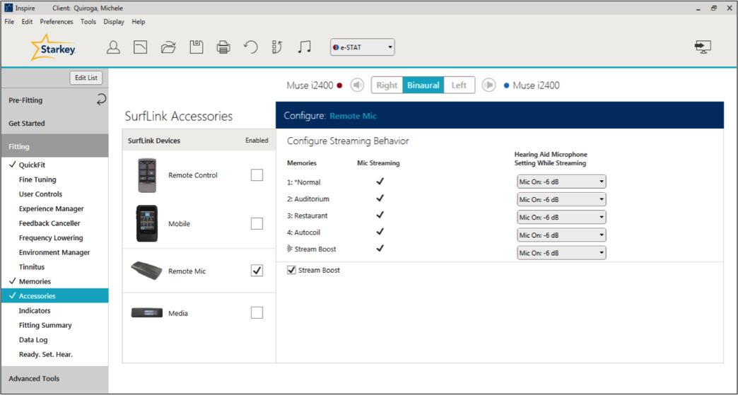 Enabling the SurfLink remote microphone in Inspire X