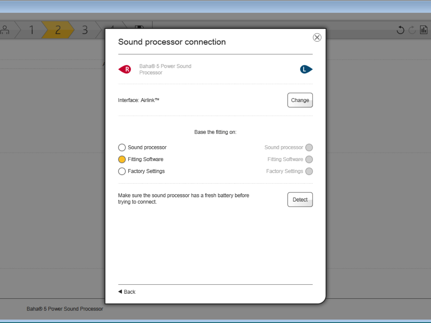 Sound processor connection setup