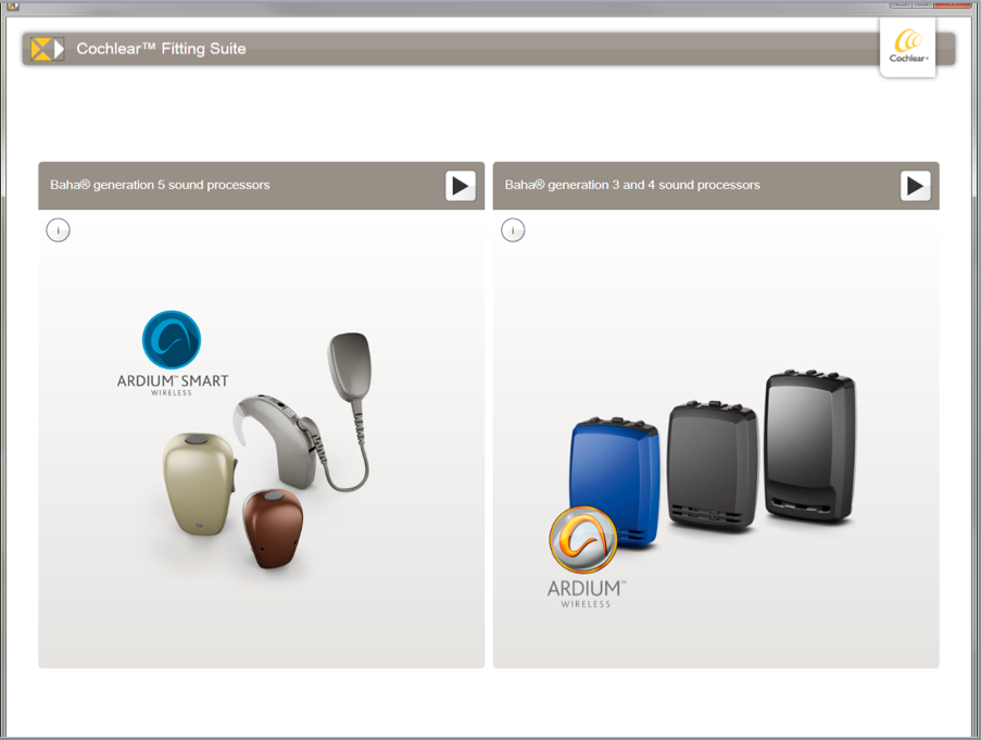 Fitting software home screen