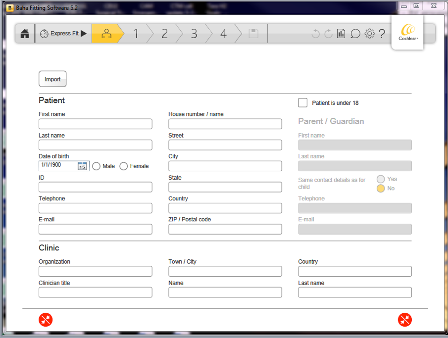 Fitting screen patient information