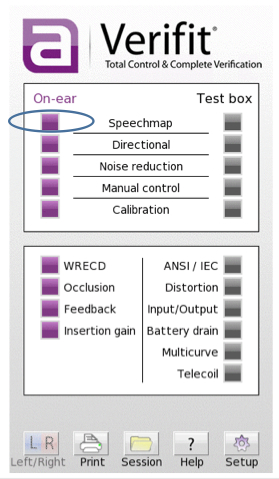 Select Speechmap in Verifit’s test selection menu