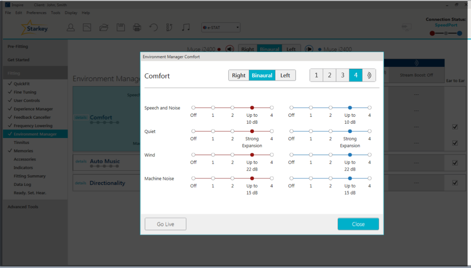 Environment Manager Comfort Section