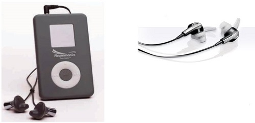 Two headphone choices offered by Neuromonics. Sony and Bose