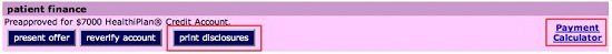 Print Disclosures button