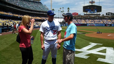 Jacob with Los Angeles Dodgers’ pitcher Chris Capuano