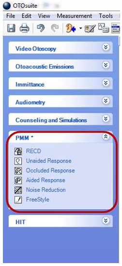 PMM menu items within OTOSuite Navigator