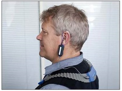 Patient setup of the AURICAL PMM collar on the patient&rsquo;s neck