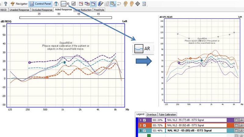 Screen shot of a test sequence with three input levels
