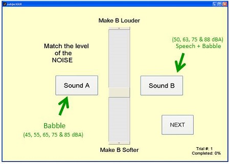 Screen shot of computerized loudness test method