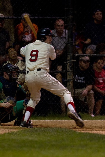 Skip Flanagan wearing a replica of Ted Williams' uniform at a previous Oldtime Baseball Game
