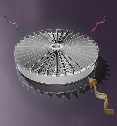 prototype sensor can separate simultaneous sounds coming from different directions using a unique distortion given by the slice of "pie" that it passes through