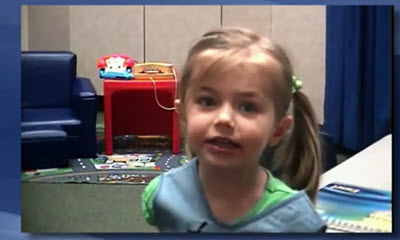 A child who is hard of hearing speaking the same passage at 3 and 7 years of age