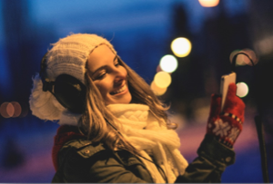 Woman looking at her mobile phone