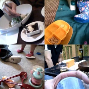 Researchers used head-mounted video cameras to capture mealtime scenes from the infants' points of view