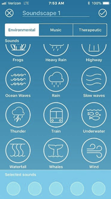 Combine up to 5 sounds, including air and water sounds, from ReSound Relief&rsquo;s High-definition sound library and create the soundscape that helps best
