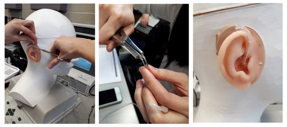 Homework assignment showing the correct procedures for retubing sizing and fitting an earmold 