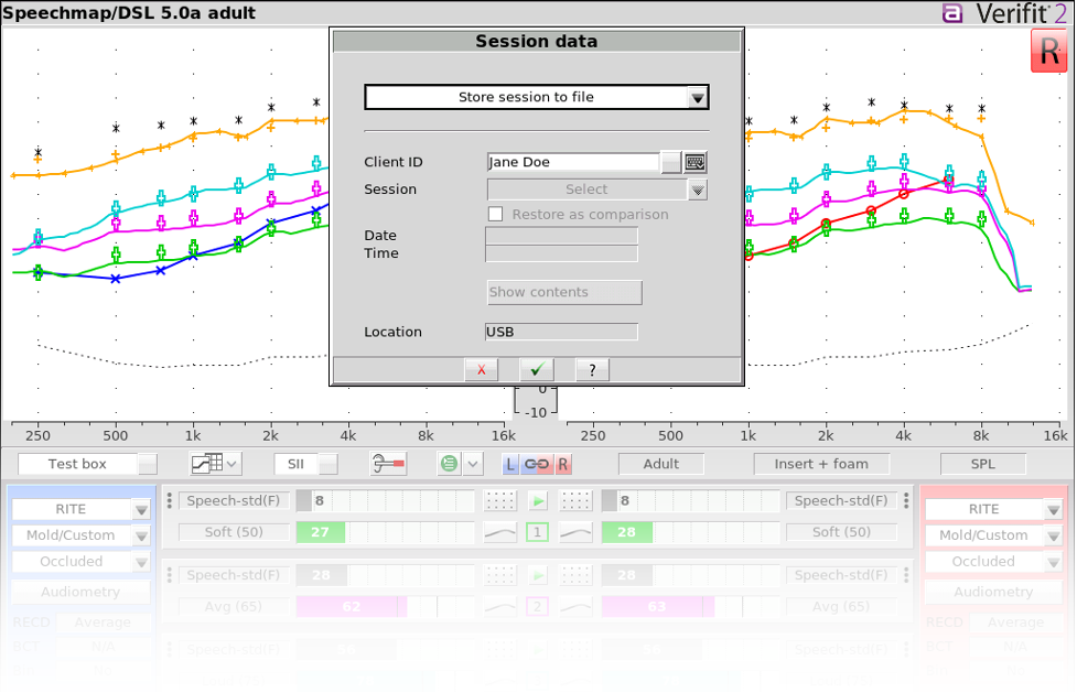 Selecting new or existing patient to store session data