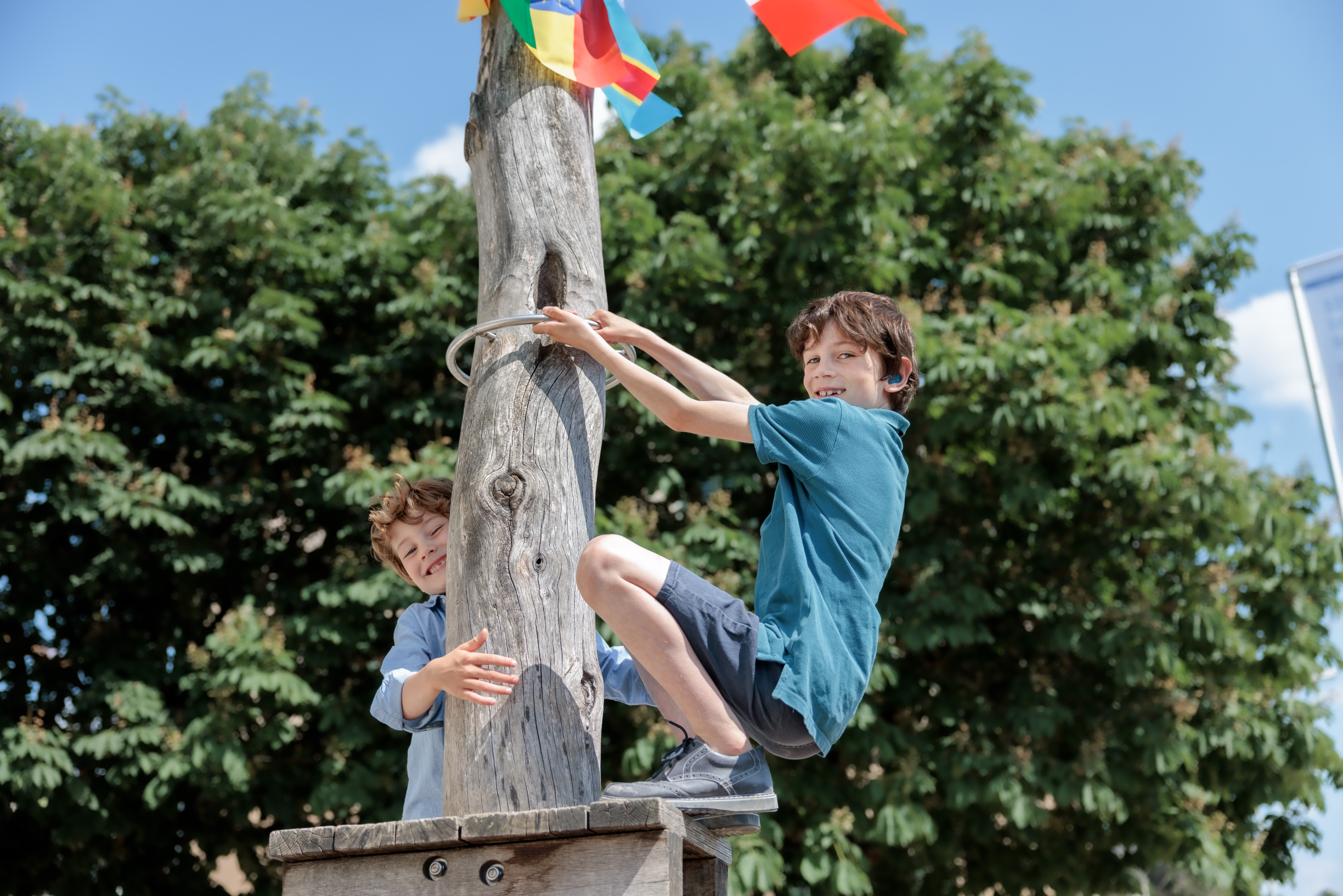 Two boys playing on playground