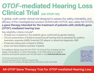 AK-OTOF Gene Therapy Trial for OTOF-mediated Hearing Loss