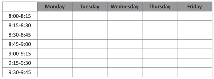 blank specific time audit template