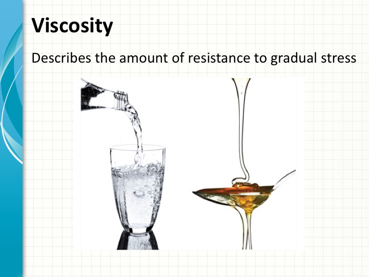 Water poured from a bottle into a glass compared to pouring syrup to demonstrate the principles of low and high viscosity