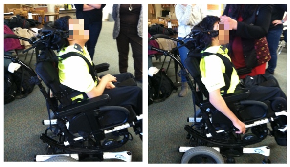 Side by side images of Kian before and after adjustment showing the differences in positioning.
