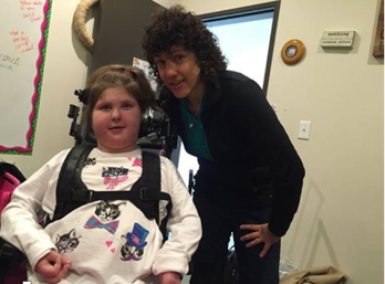 Presenter Michelle Lange pictured with a young female client