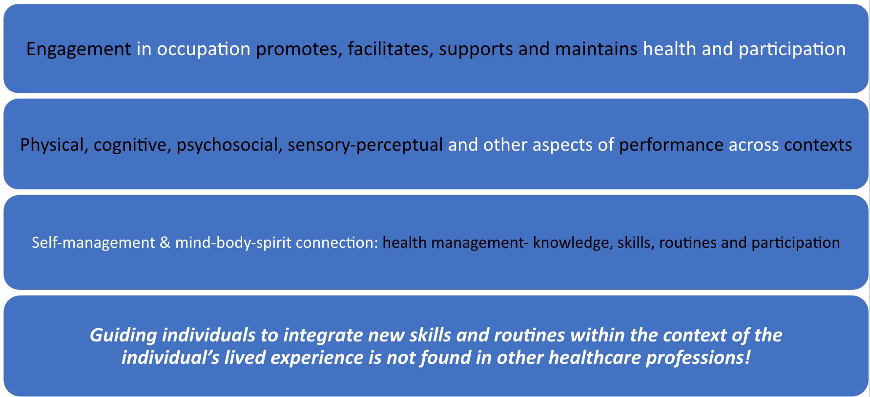 Overview of areas to address with clients that have pain
