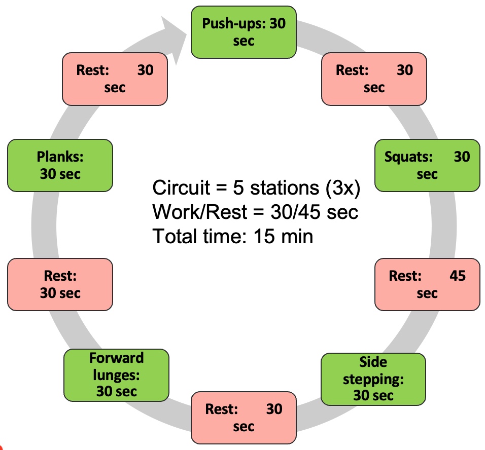 Bodyweight HIIT example (beginner).