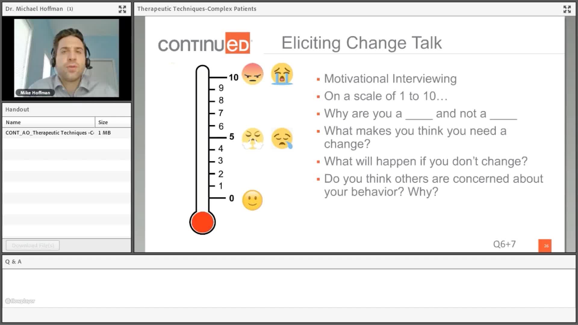 Screenshot of a video doing a Motivational interviewing walkthrough