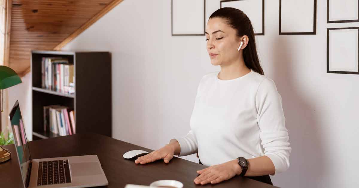 Woman sitting at a desk 
