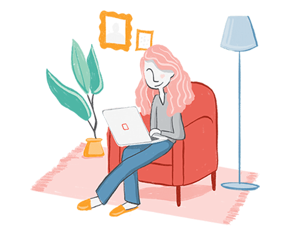 Illustration of person taking a course online