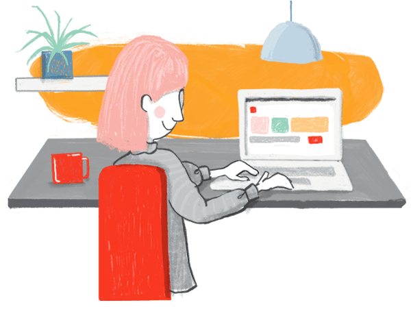 Illustration of person taking a course online