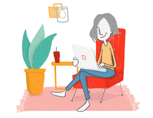 Illustration of person taking a course online