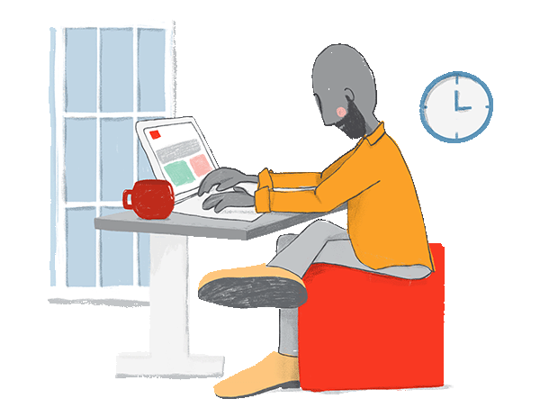 Illustration of person taking a course online