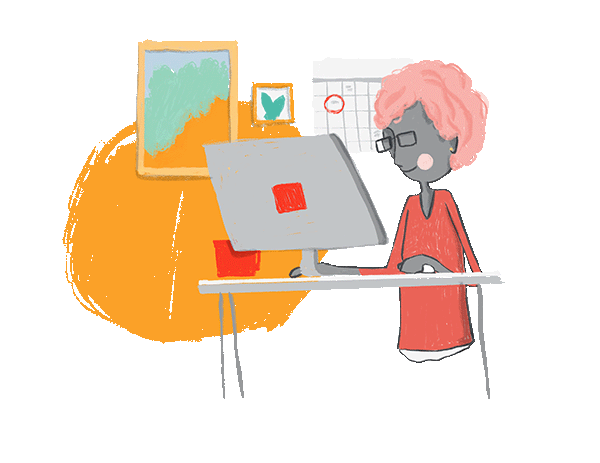 Illustration of person taking a course online