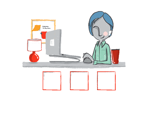 Illustration of person taking a course online