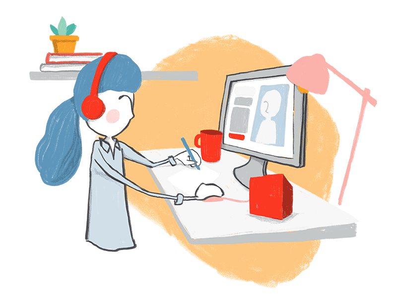 illustration of person taking a course online