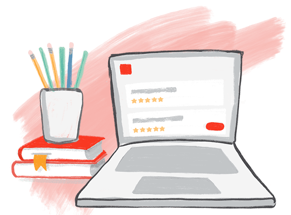 illustration of a laptop displaying the Continued website