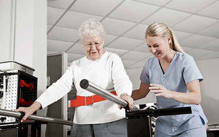 an elderly person received physical therapy assistance